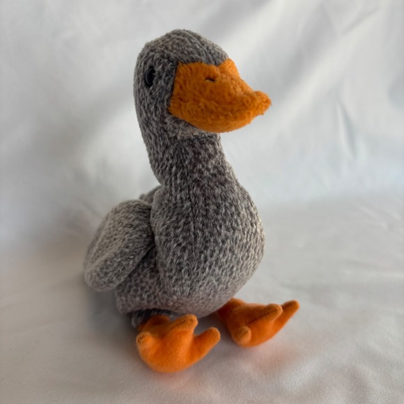 Ty Beanie Baby Honks the Gray Goose 1999 Retired Plush Bird Grey Orange 8 inch - Picture 2 of 6